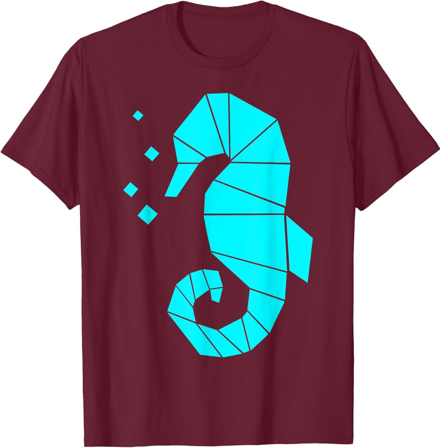 Seahorse Polygon Aquatic Sea Animal Fish Hippocampus T-Shirt - T-Shirt | Maroon