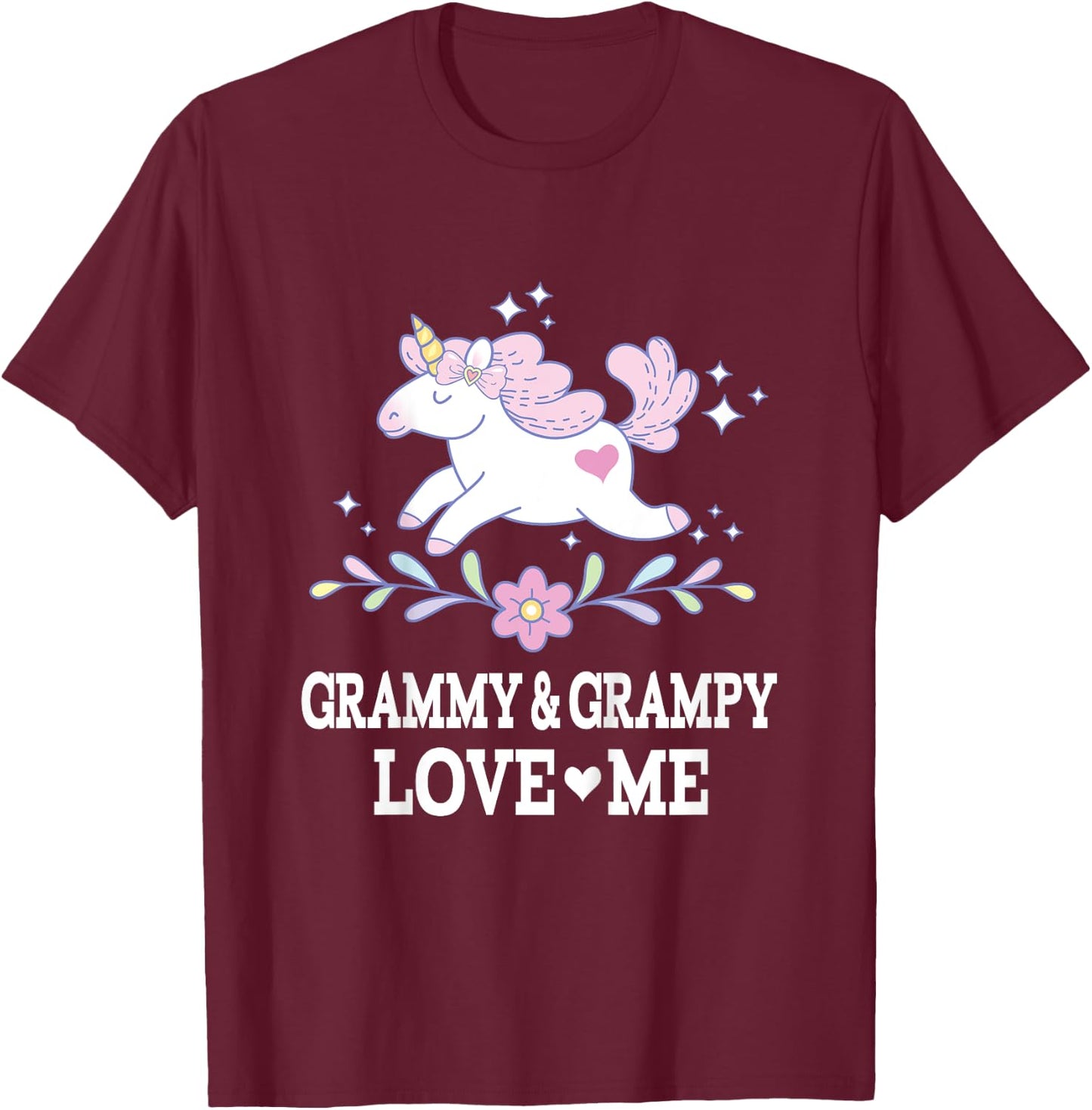 Grammy and Grampy Love Me Unicorn Grandchild T-Shirt - T-Shirt | Maroon