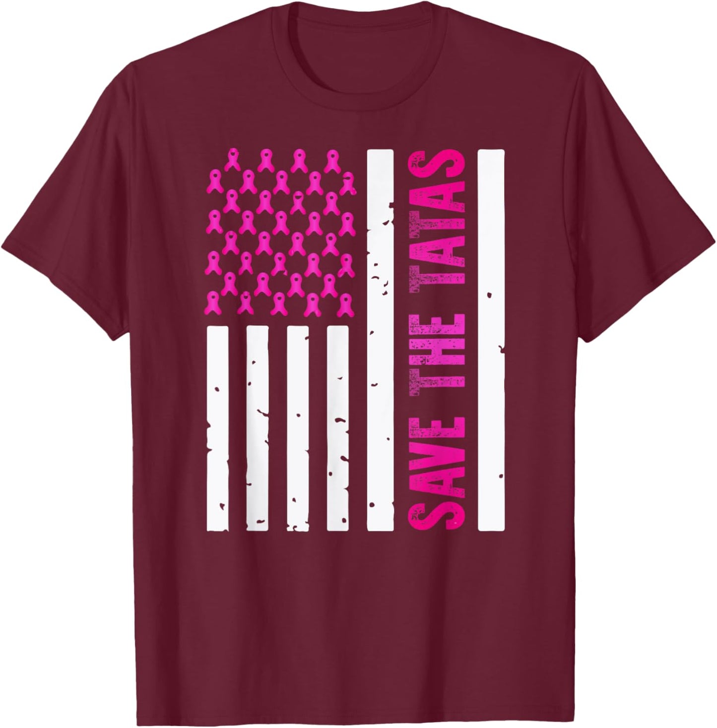 Save The Tatas Breast Cancer Awareness Pink Ribbon Family T-Shirt - T-Shirt | Maroon