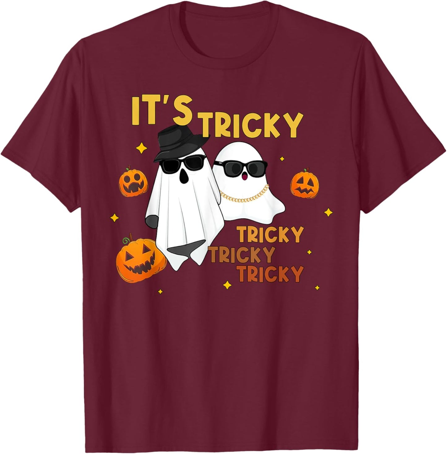It's Tricky Tricky Tricky Funny Ghost Boo Halloween T-Shirt - T-Shirt | Maroon