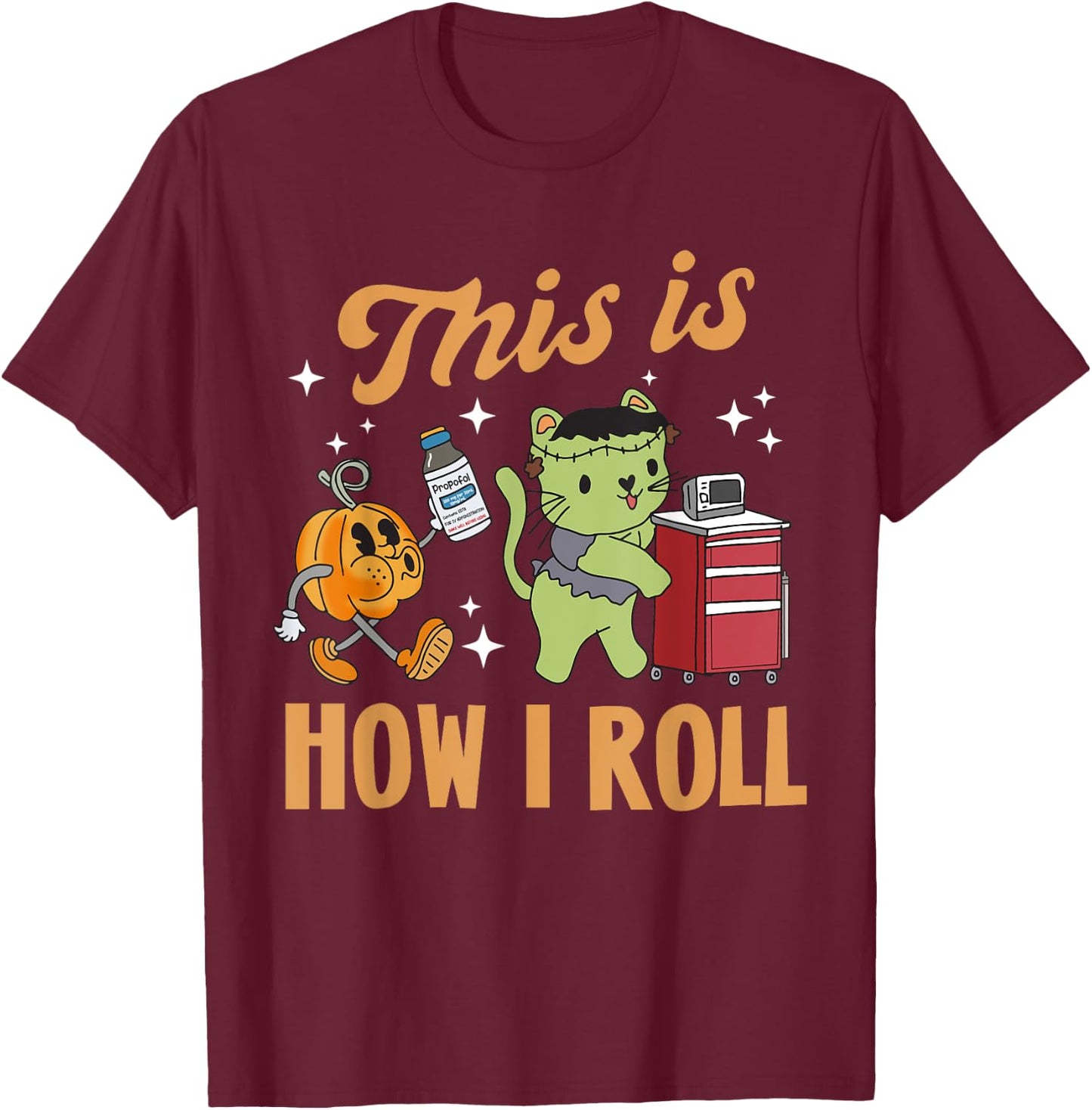 ICU Nurse Halloween Rapid Response Team RT Spooky Crash Cart T-Shirt - T-Shirt | Maroon