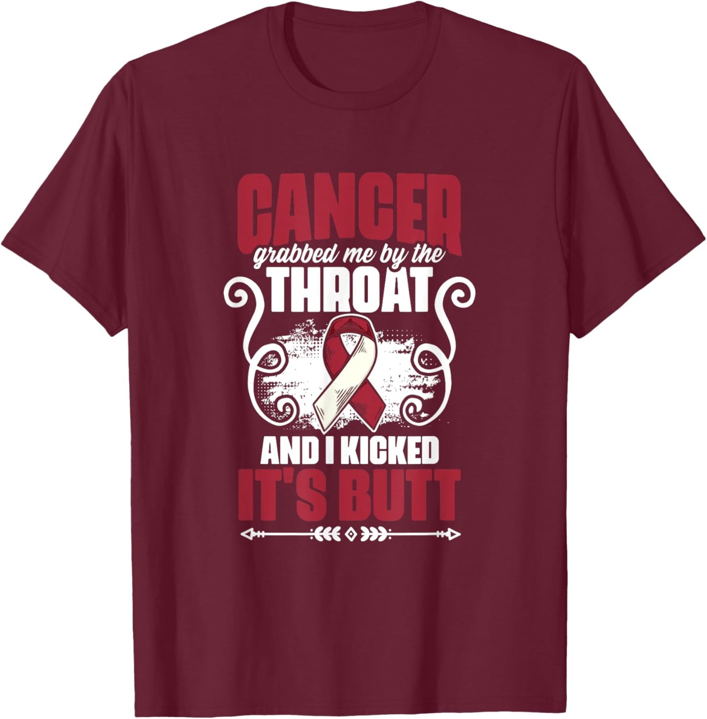 Cancer Grabbed Me By Throat Head And Neck Cancer Awareness T-Shirt - T-Shirt | Maroon