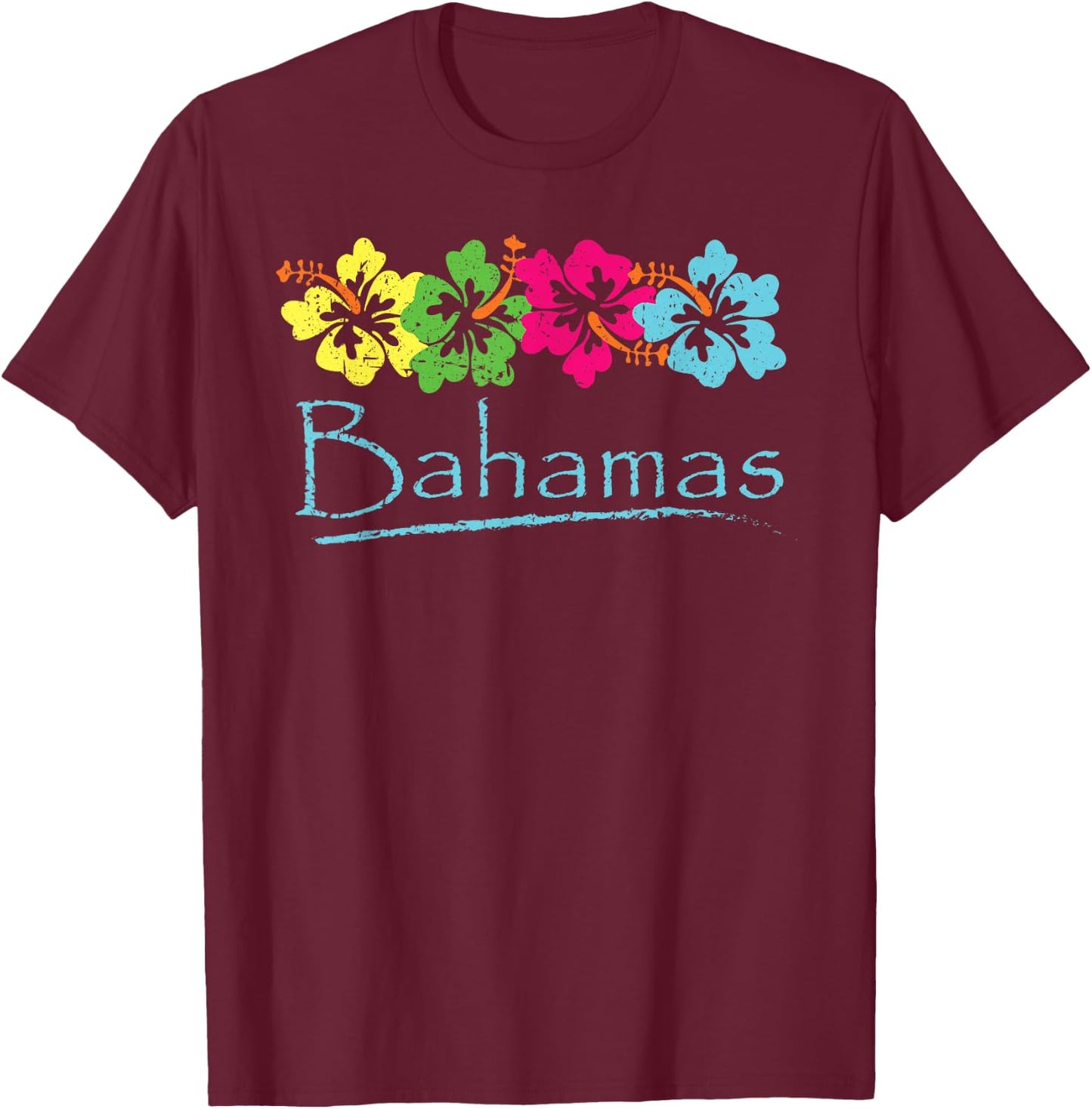 Bahamas Exotic Tropical Beach and Vacation Vintage Print Small T-Shirt - T-Shirt | Maroon