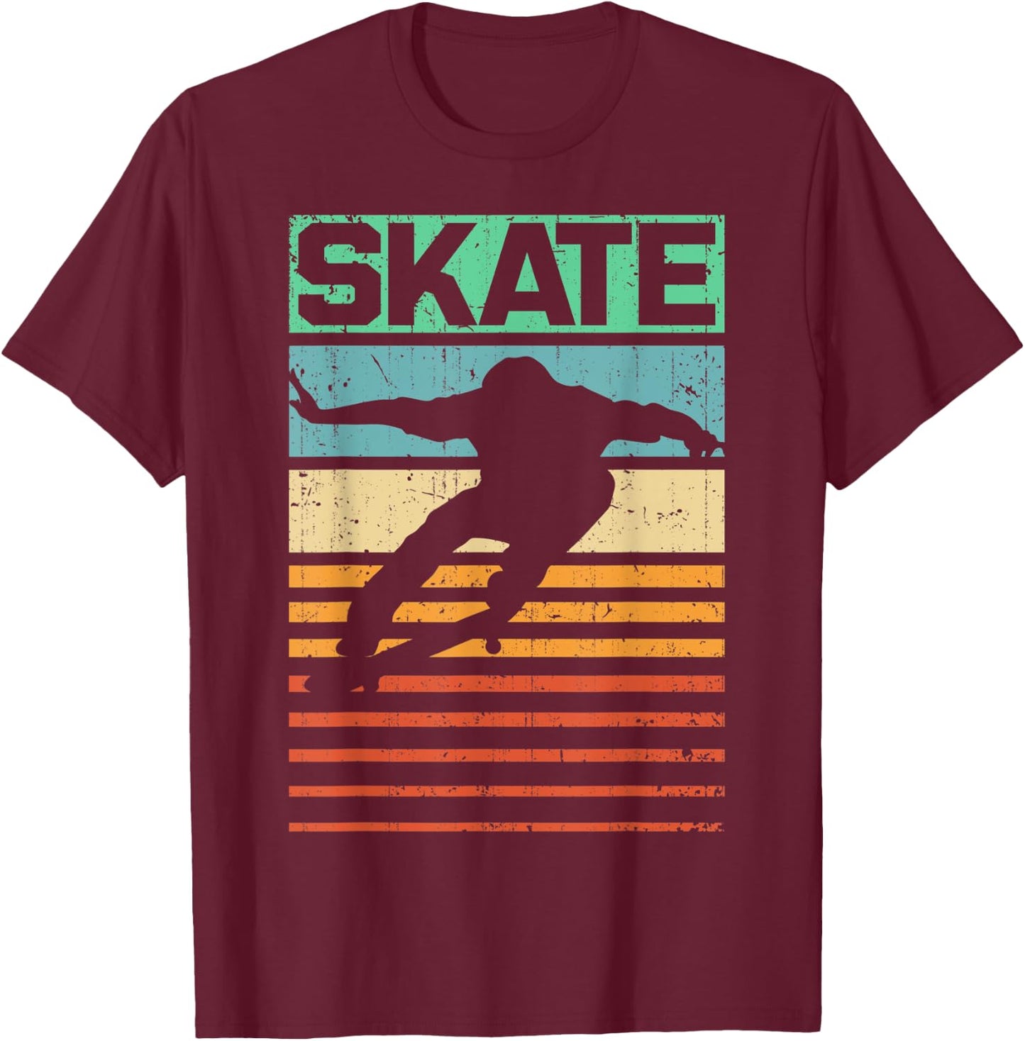 Skateboard Skate Retro Skateboarding Skateboarder Skater T-Shirt - T-Shirt | Maroon