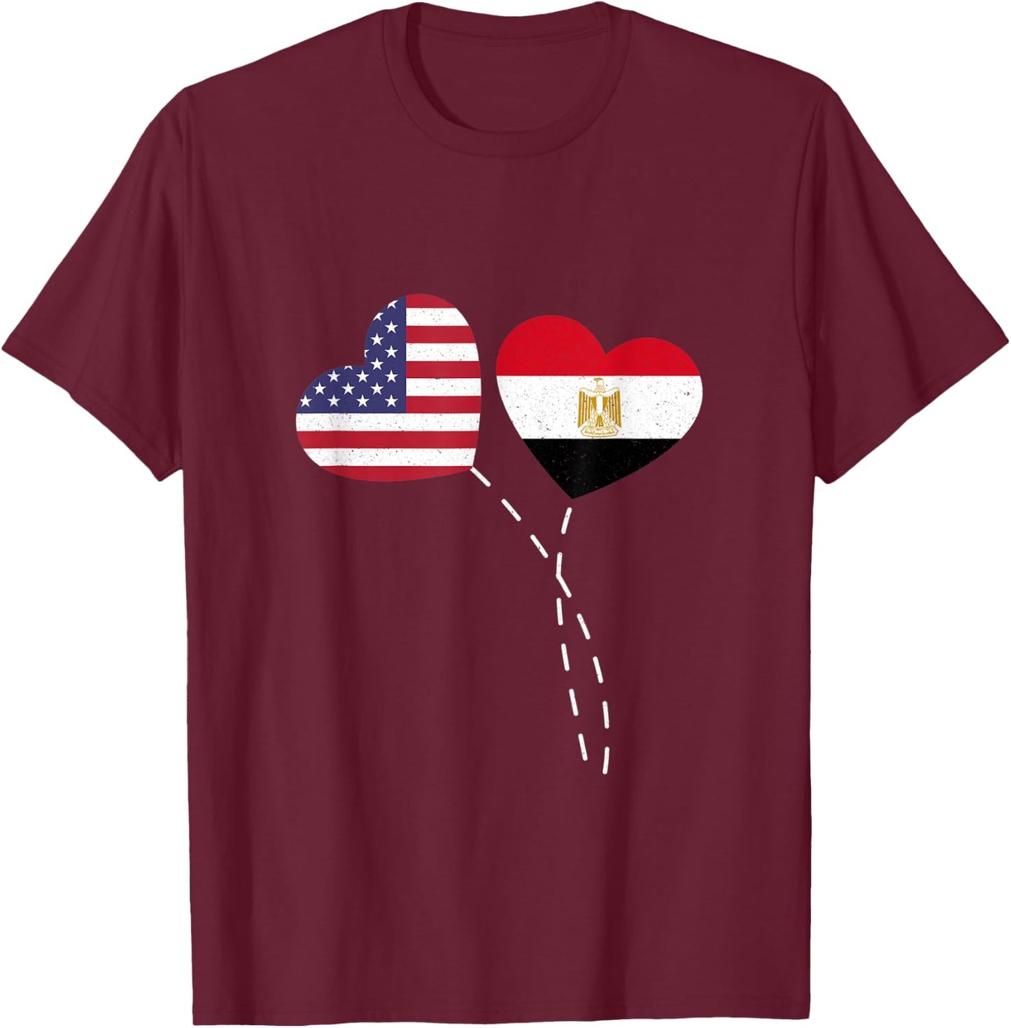 Loving Egypt USA Flag Heart Egyptian Americans Love Women Kids Men T-Shirt - T-Shirt | Maroon