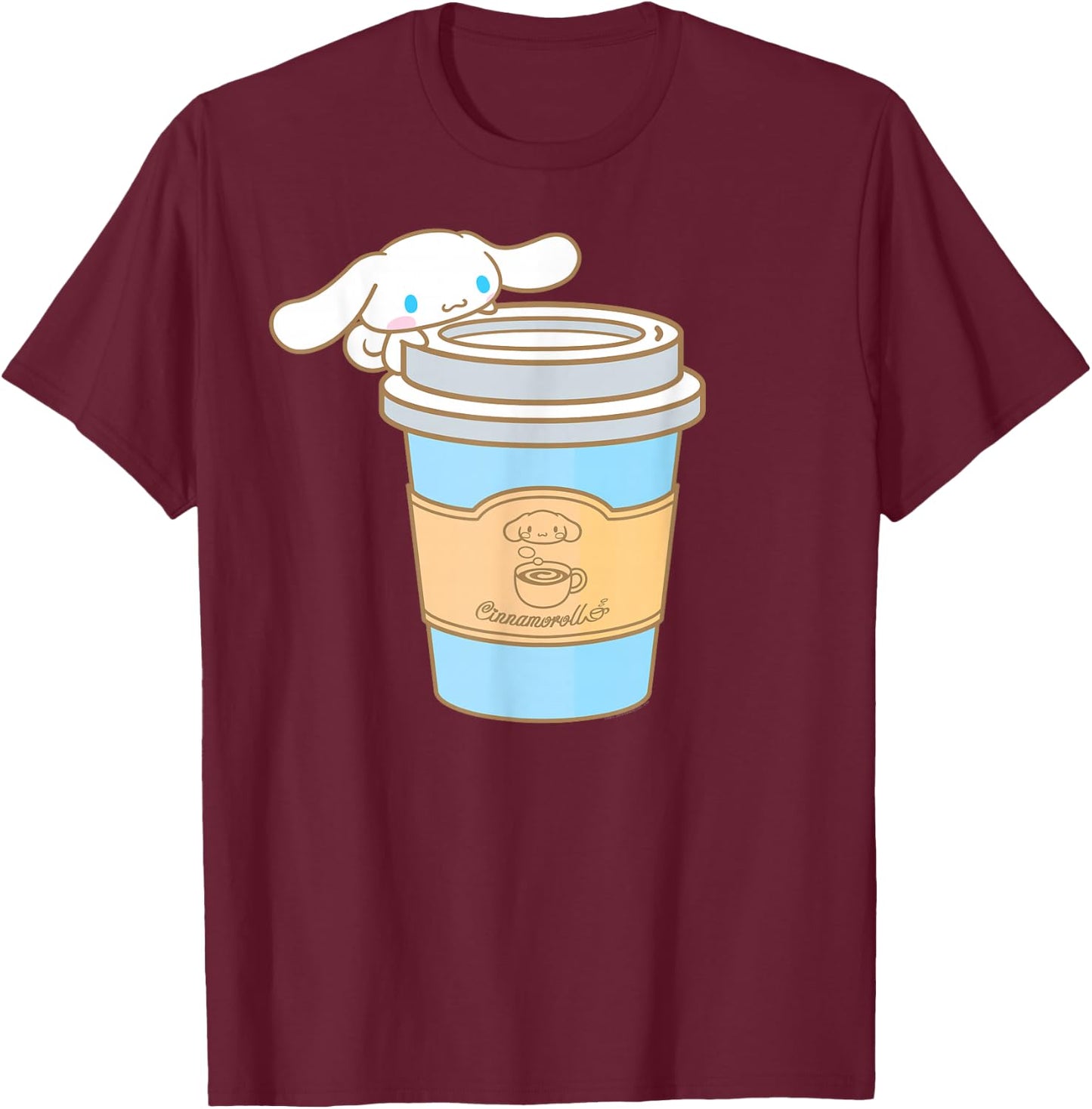 Cinnamoroll Cup of Coffee To Go T-Shirt - T-Shirt | Maroon