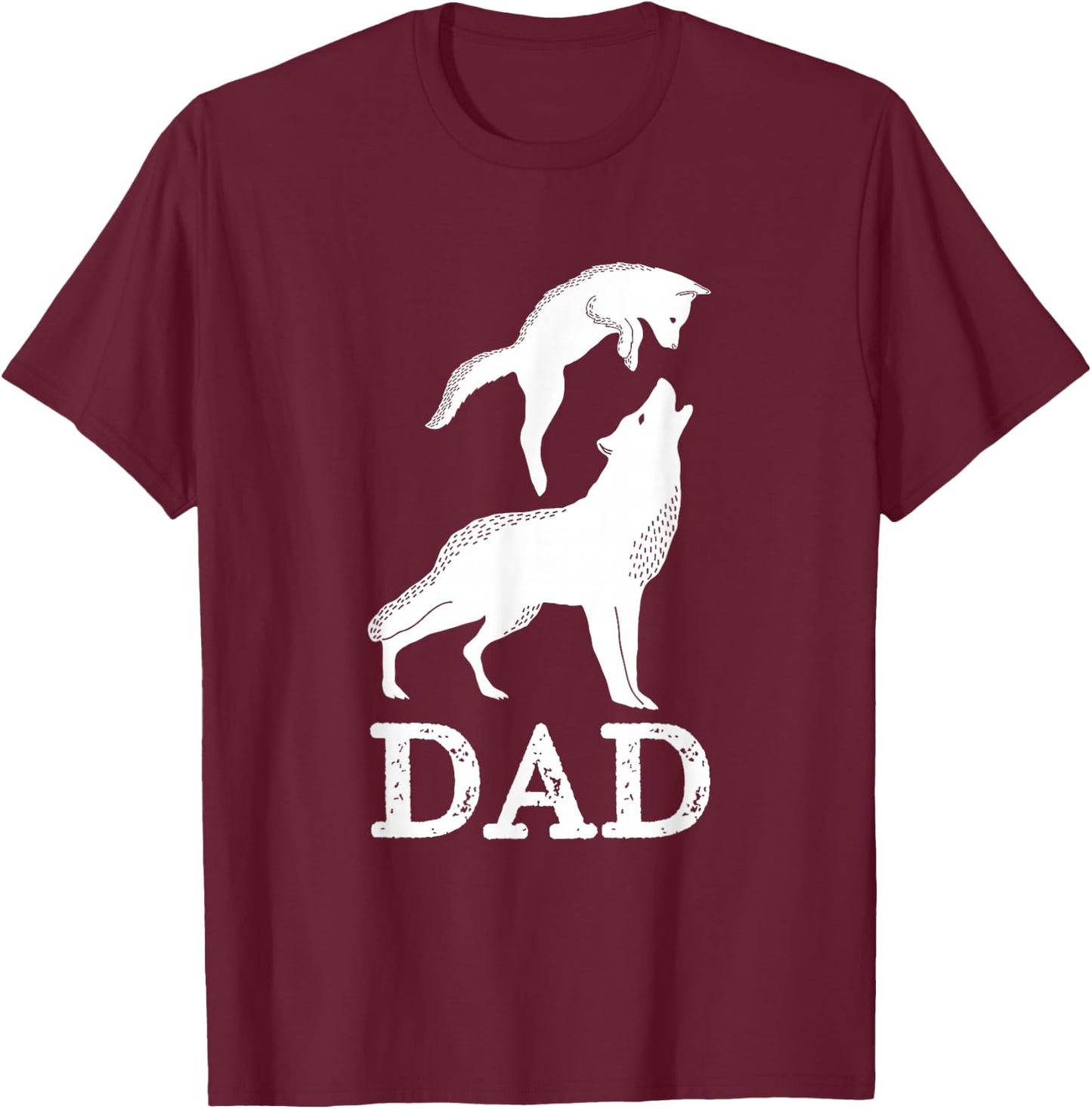Dad Wolf & Baby Wolf and Love Family Design - Fathers Day T-Shirt - T-Shirt | Maroon