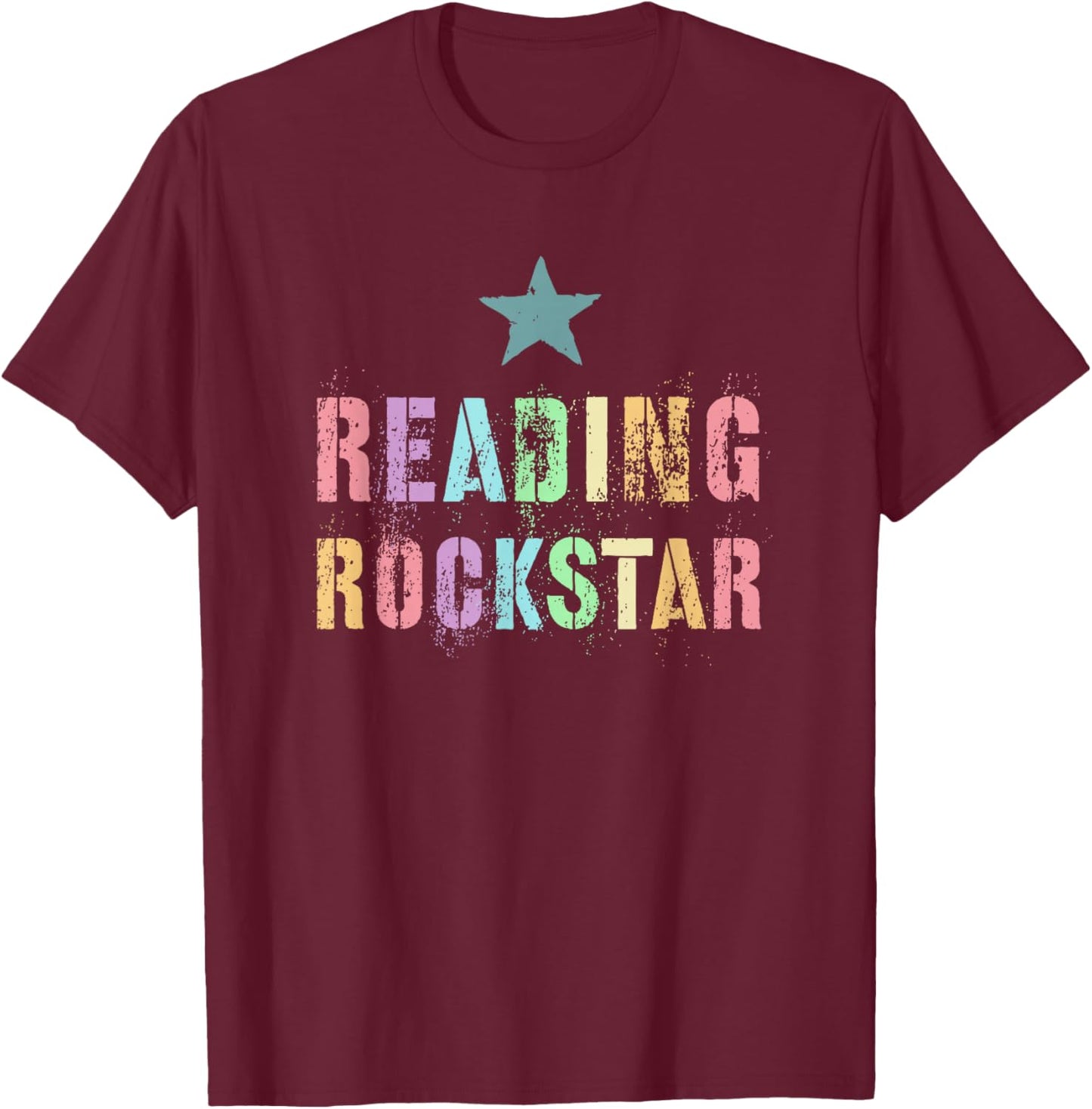 Cute READING ROCKSTAR Kinder Teacher Preschool Club T-Shirt - T-Shirt | Maroon