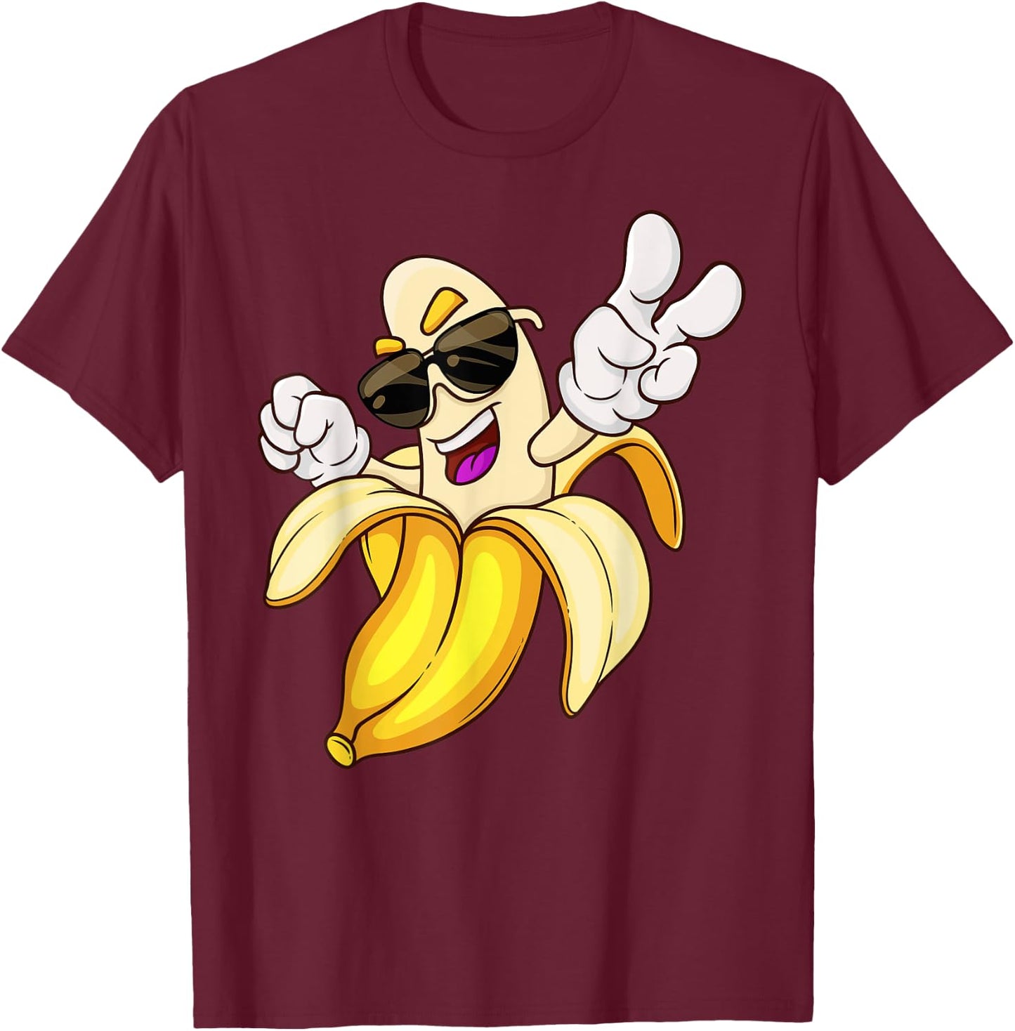 Funny Cool Banana Sunglusses Costume Banana Lovers Cool T-Shirt - T-Shirt | Maroon