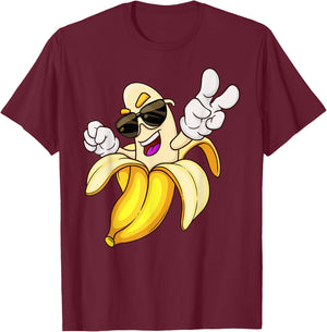 Funny Cool Banana Sunglusses Costume Banana Lovers Cool T-Shirt - T-Shirt | Maroon