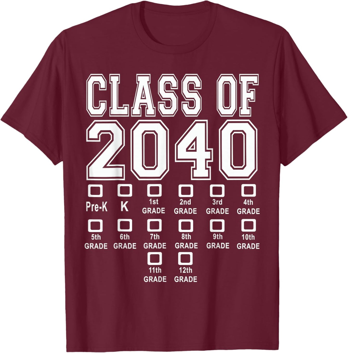 Class of 2040 grow with me T-Shirt - T-Shirt | Maroon