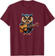 Owl playing Acoustic Guitar, Owl Guitarist T-Shirt - T-Shirt | Maroon