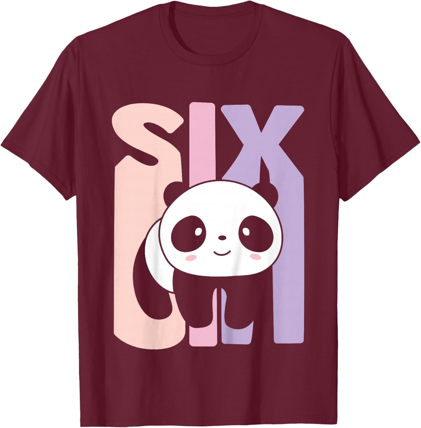 6 Year Old Cute Panda Birthday Girl 6th B-day T-Shirt - T-Shirt | Maroon
