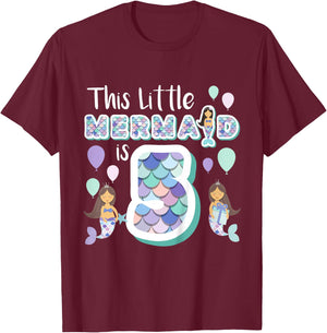 5 Year Old Mermaid Birthday Party Theme Girl 5th Girls Gift T-Shirt - T-Shirt | Maroon