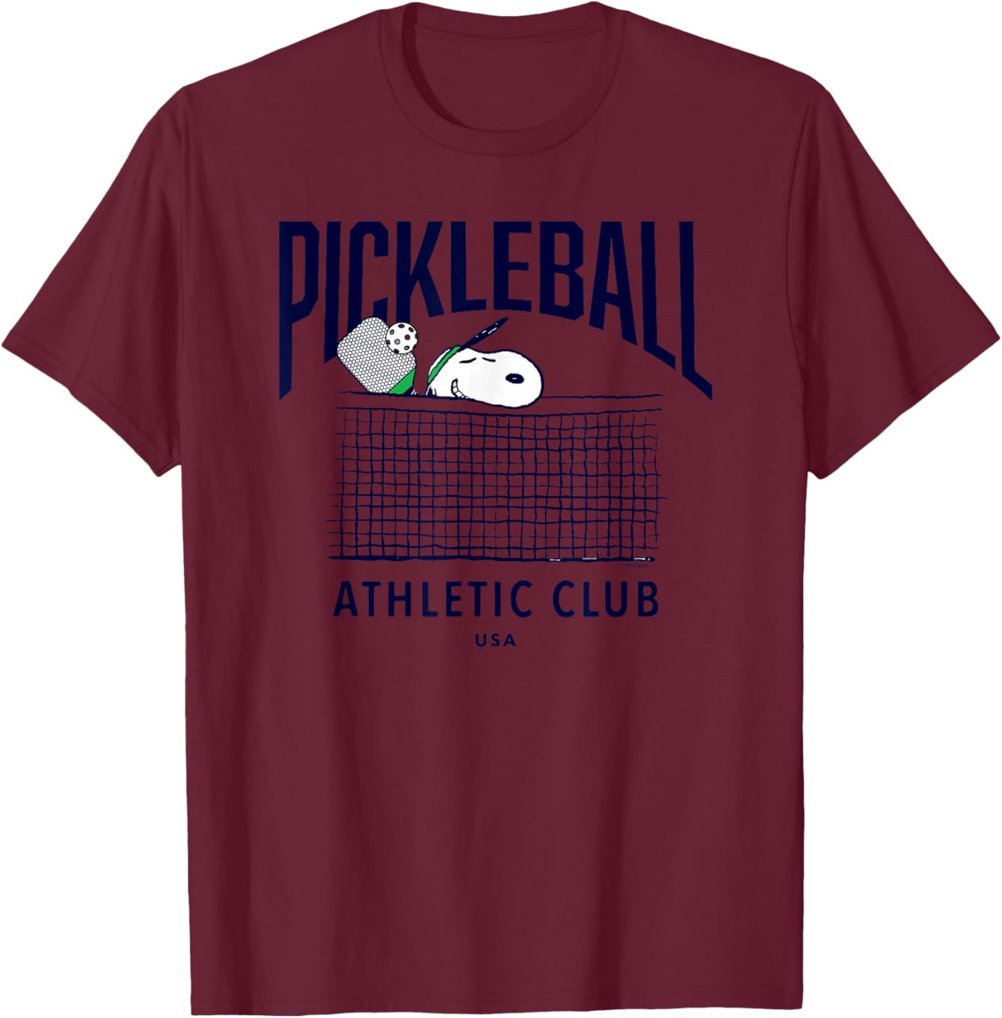 Peanuts - Snoopy Pickleball Athletic Club USA T-Shirt - T-Shirt | Maroon