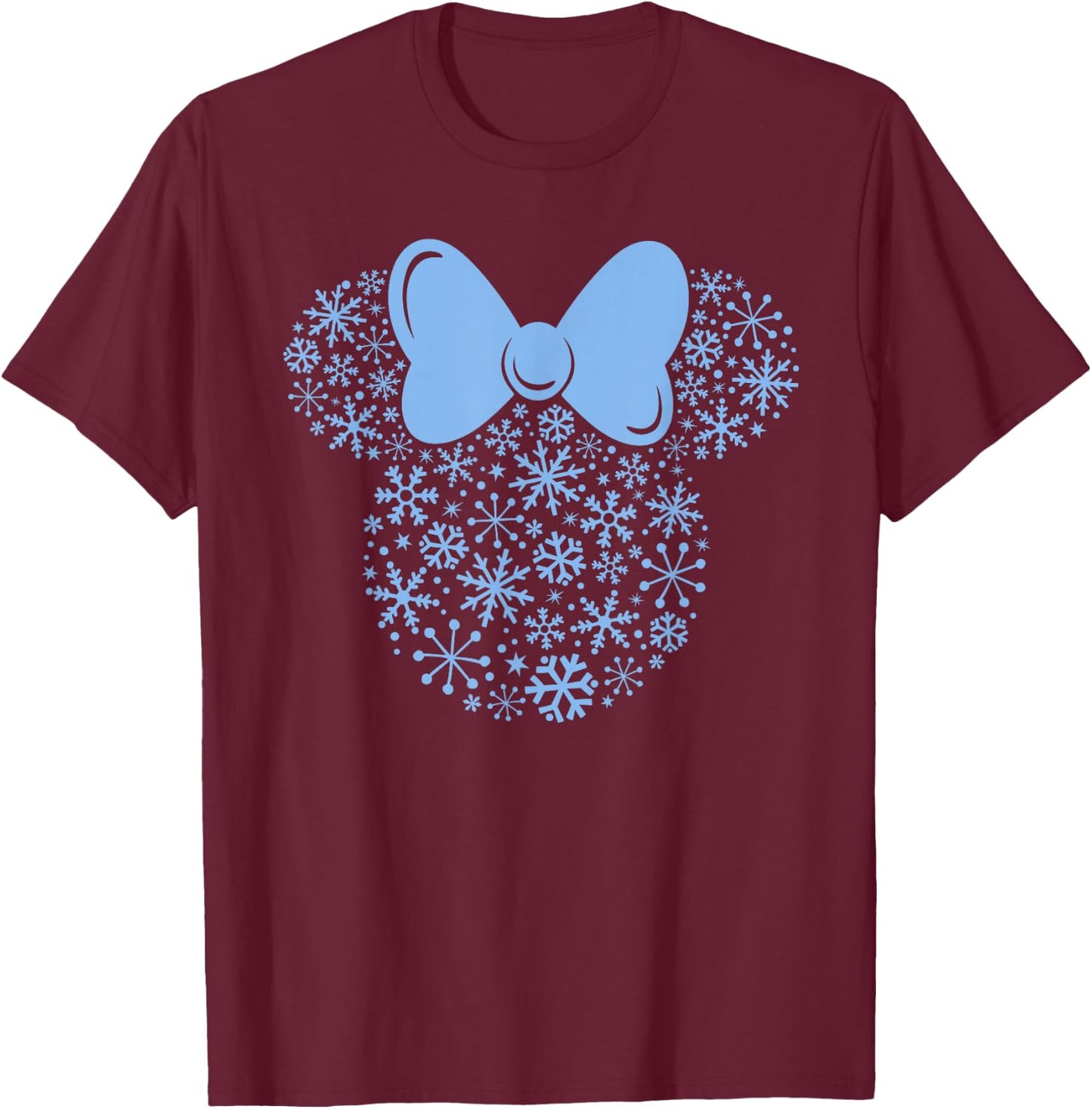 Disney Minnie Mouse Blue Snowflakes Icon Holiday T-Shirt - T-Shirt | Maroon