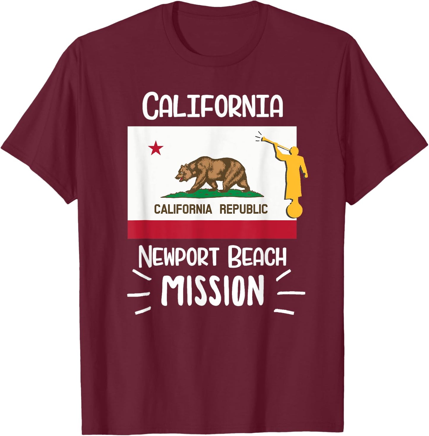 California Newport Beach Mormon LDS Mission Missionary Gift Women Girls Kids T-Shirt - T-Shirt | Maroon