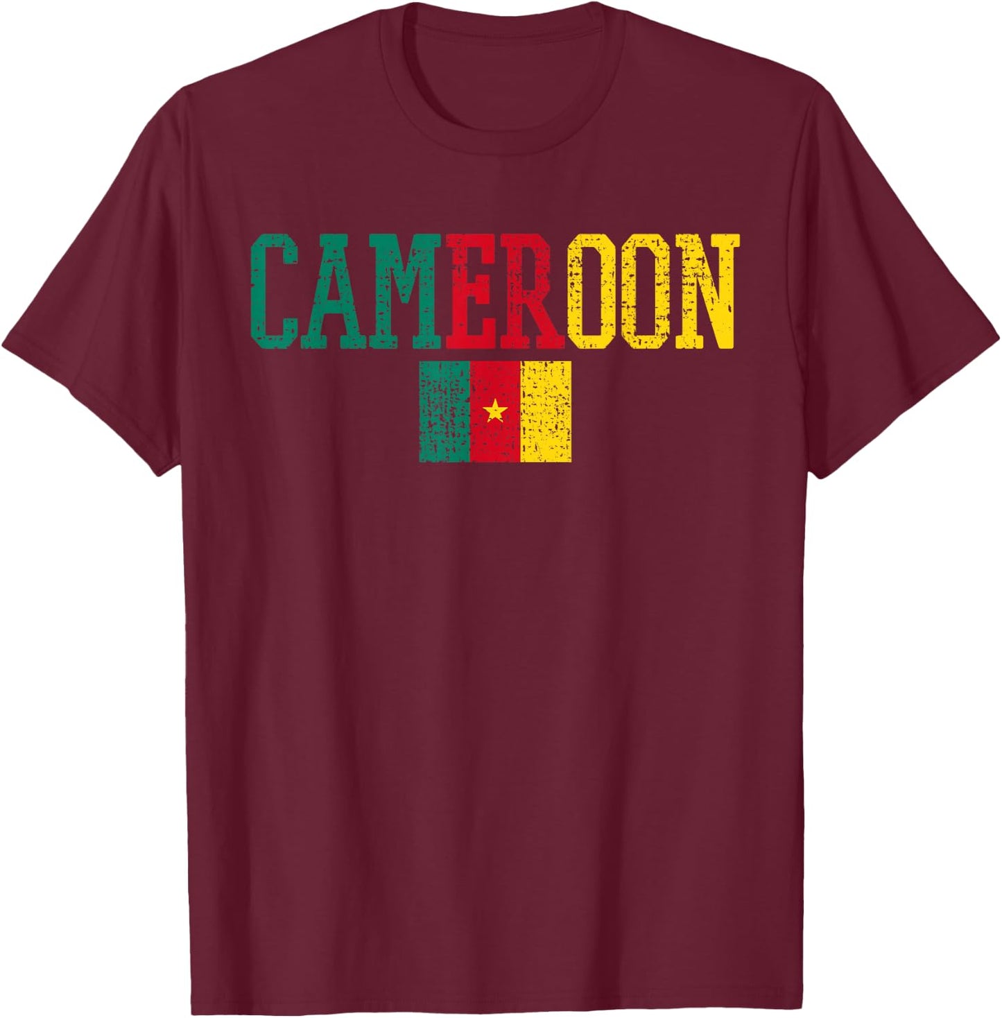 Cameroon Central Africa Flag Cameroonian T-Shirt - T-Shirt | Maroon