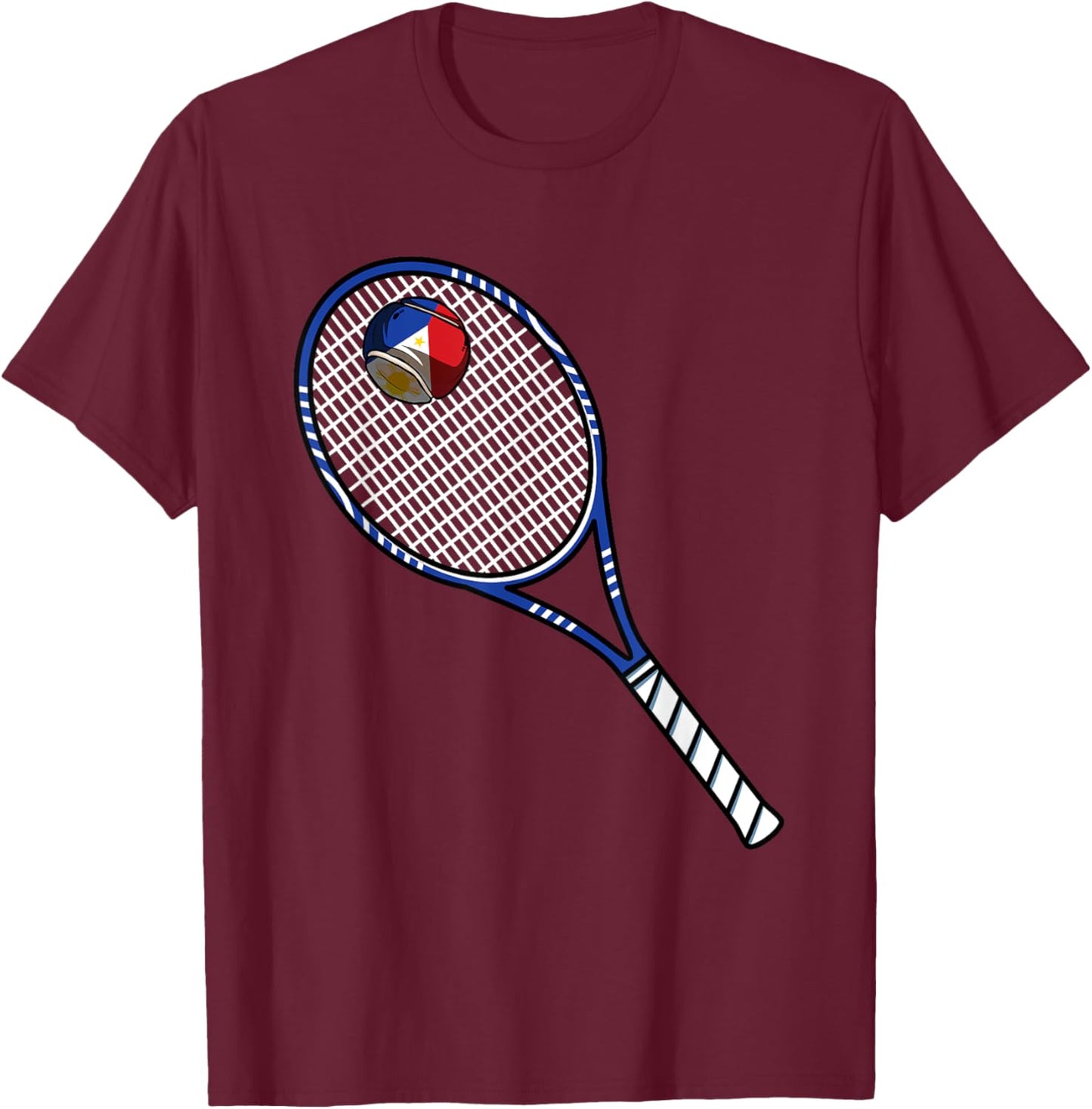Tennis Racket And Ball Flag Of Philippines T-Shirt - T-Shirt | Maroon