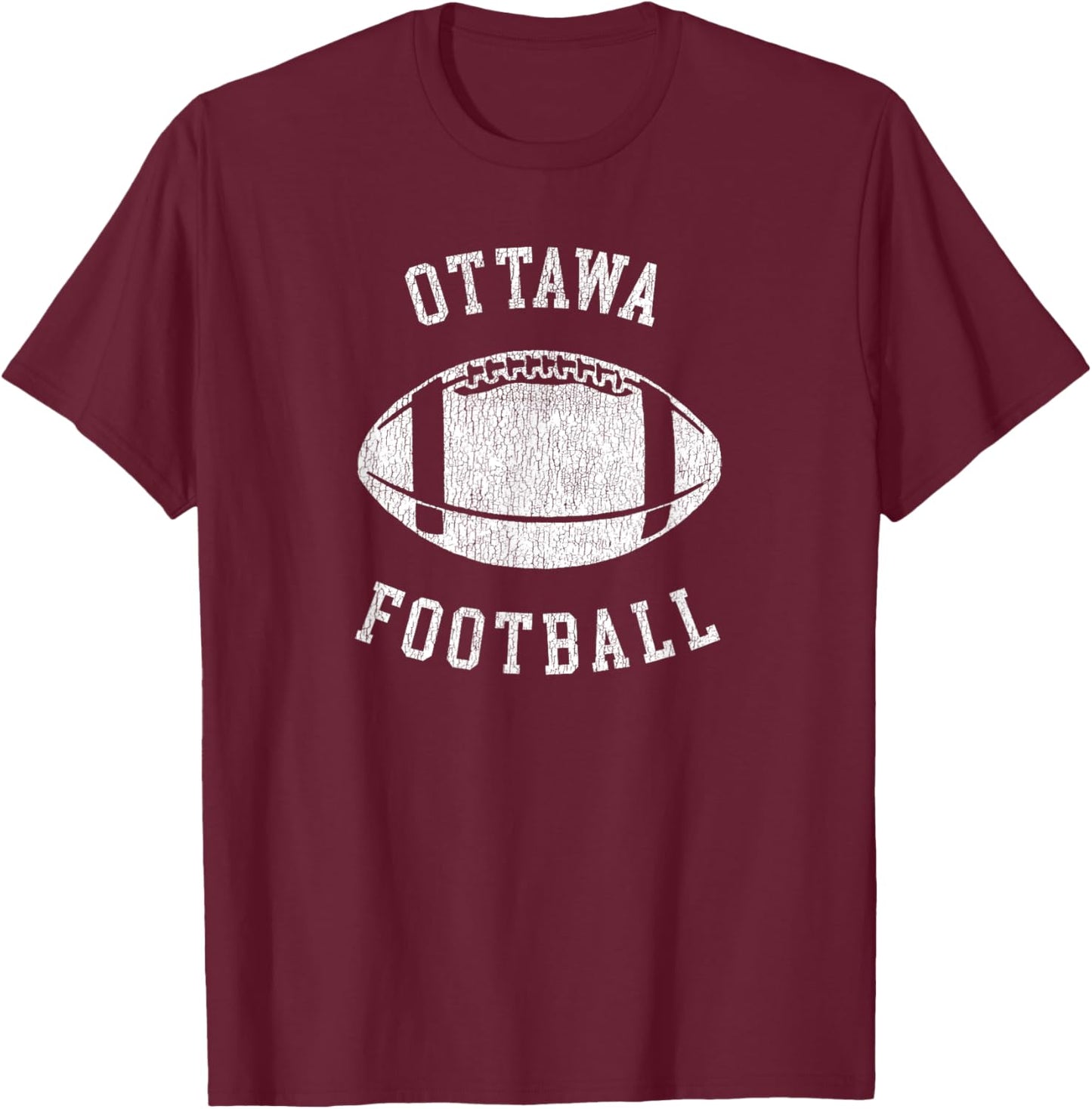 Ottawa Football Distressed Vintage 80's Throwback Classic T-Shirt - T-Shirt | Maroon