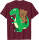 Yorkie Riding T-Rex Cool Dinosaur Dino Dog Halloween Costume Men Women Kids T-Shirt - T-Shirt | Maroon