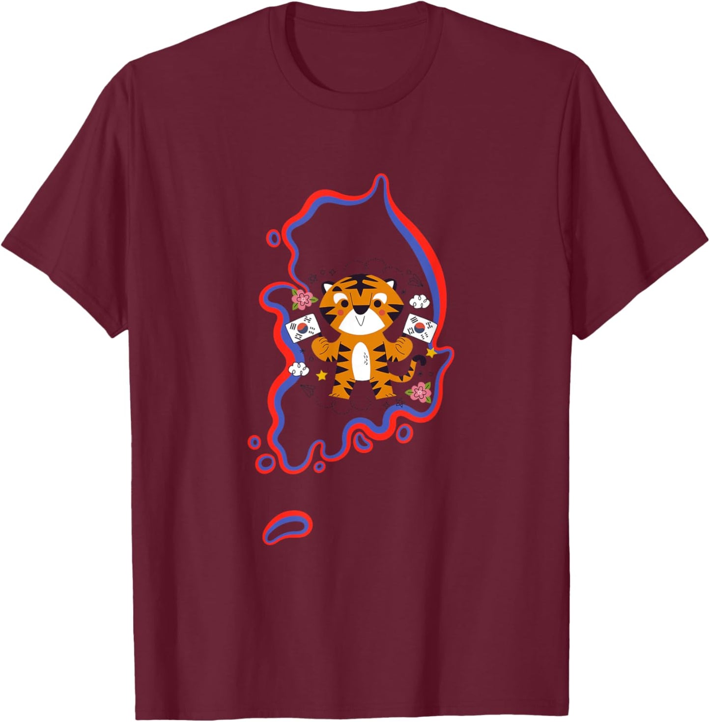 Korean tiger country flag South Korea year of the tiger T-Shirt - T-Shirt | Maroon