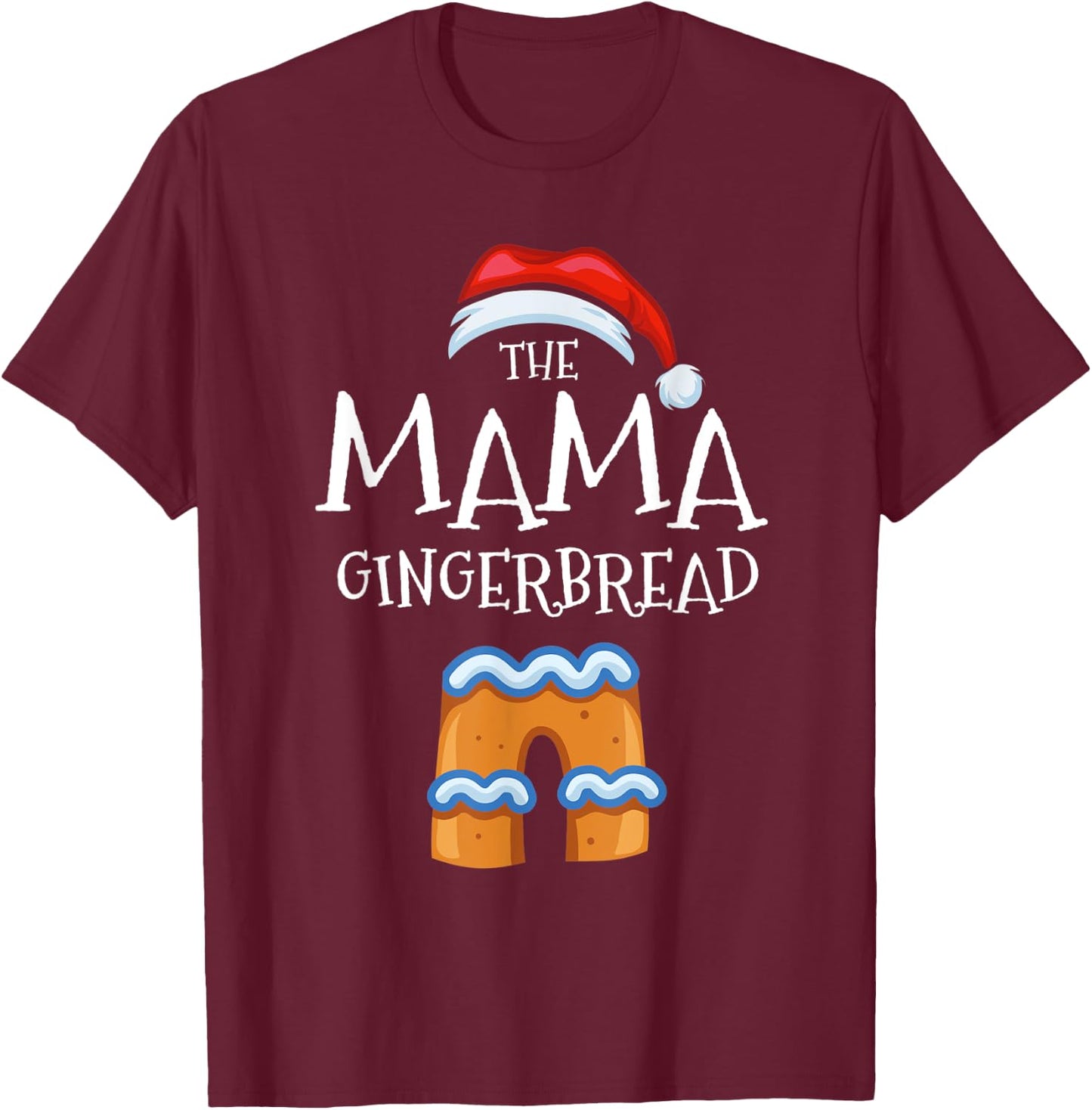 Mama Gingerbread Family Matching Group Christmas Pajama T-Shirt - T-Shirt | Maroon