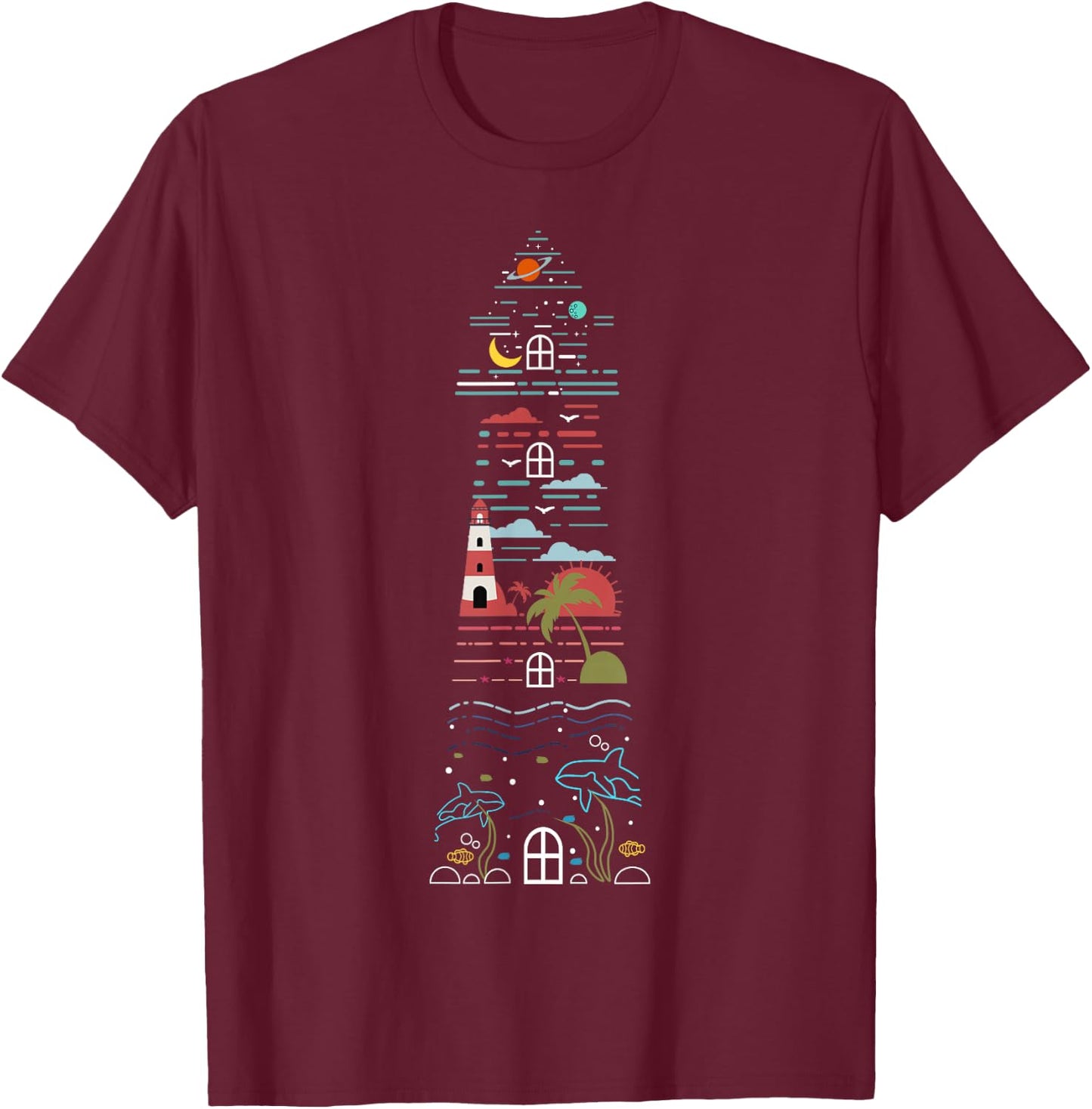 Lighthouse Graphic Gifts Men Kids T-Shirt - T-Shirt | Maroon