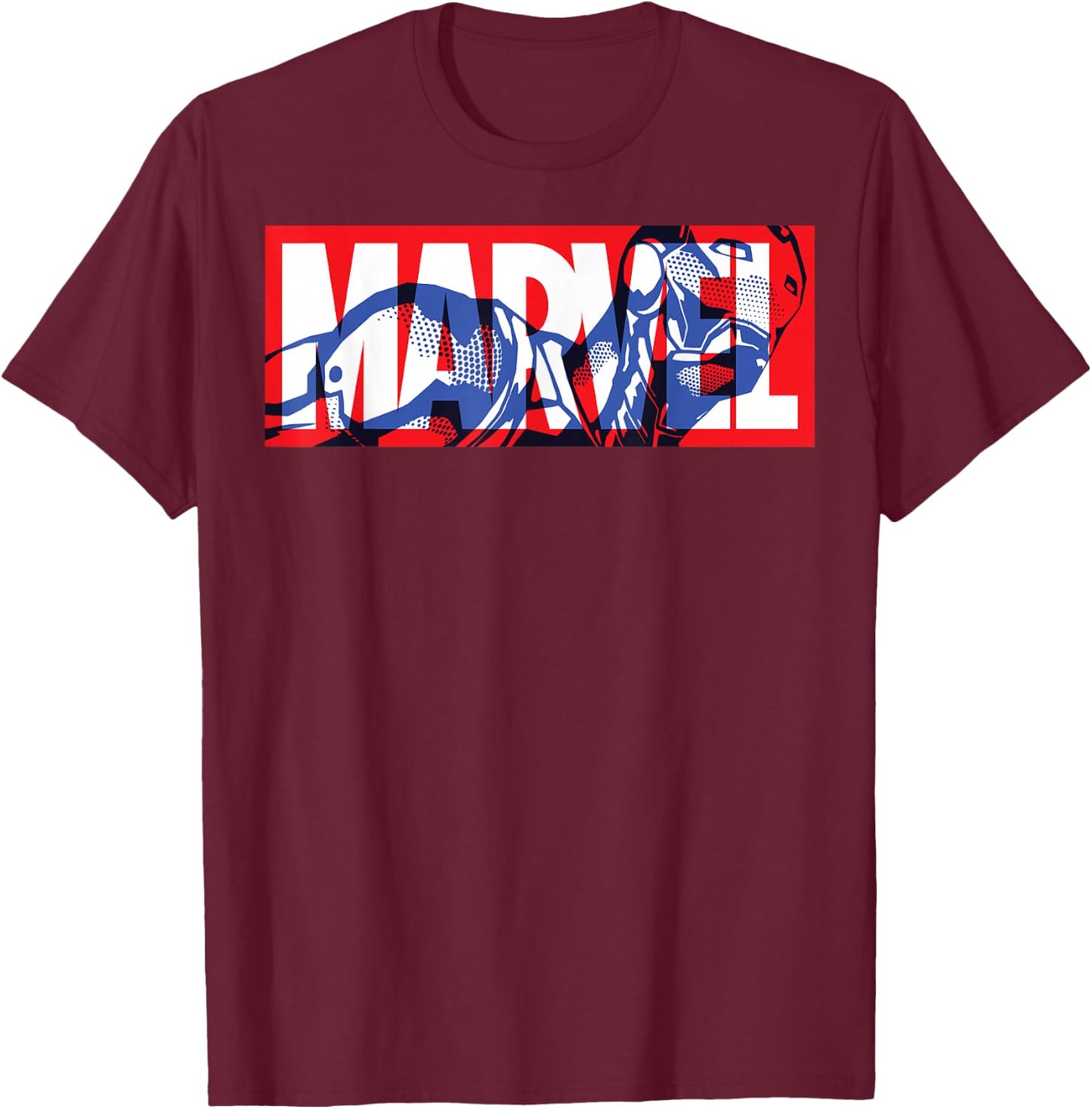 Marvel Classic Logo Iron Man Fill T-Shirt - T-Shirt | Maroon