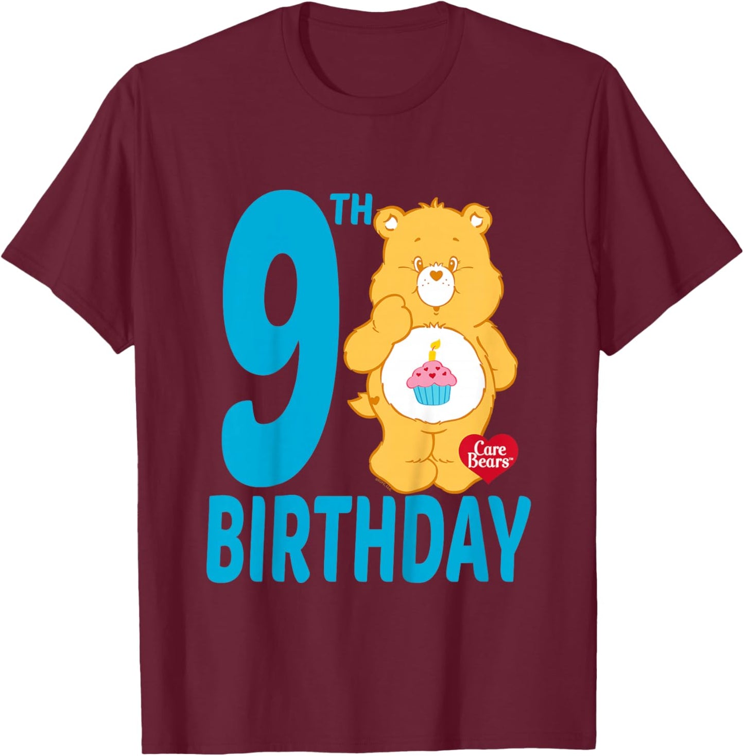 Care Bears Birthday Bear Celebrates A 9th Birthday T-Shirt - T-Shirt | Maroon