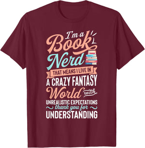 I'm a Book Nerd T shirt Bookworm Reading Books Funny Gift T-Shirt - T-Shirt | Maroon