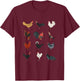 Beautiful Chickens Many Different Chicken Breeds Farming T-Shirt - T-Shirt | Maroon