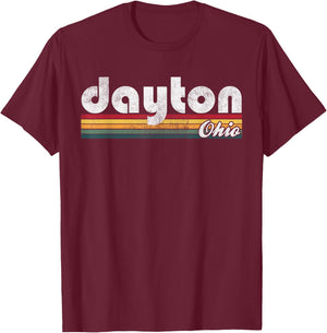 Dayton Ohio Vintage 70's 80's Retro Style Men Women Kids T-Shirt - T-Shirt | Maroon