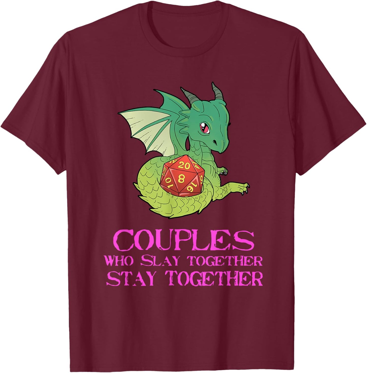 Funny Couples Tabletop Gaming Design T-Shirt - T-Shirt | Maroon