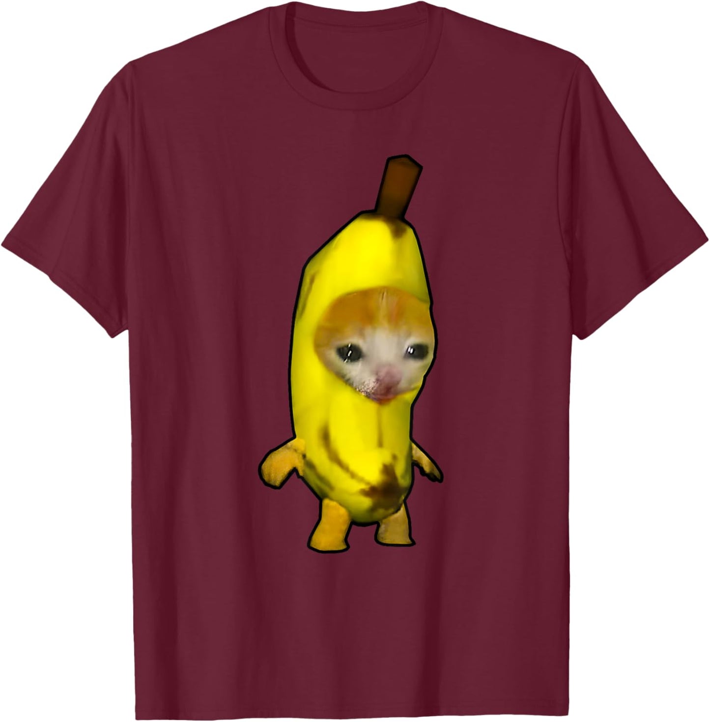 Cute Banana Cat Happy Bananacat Meme Kitty Cat Lovers Meme T-Shirt - T-Shirt | Maroon