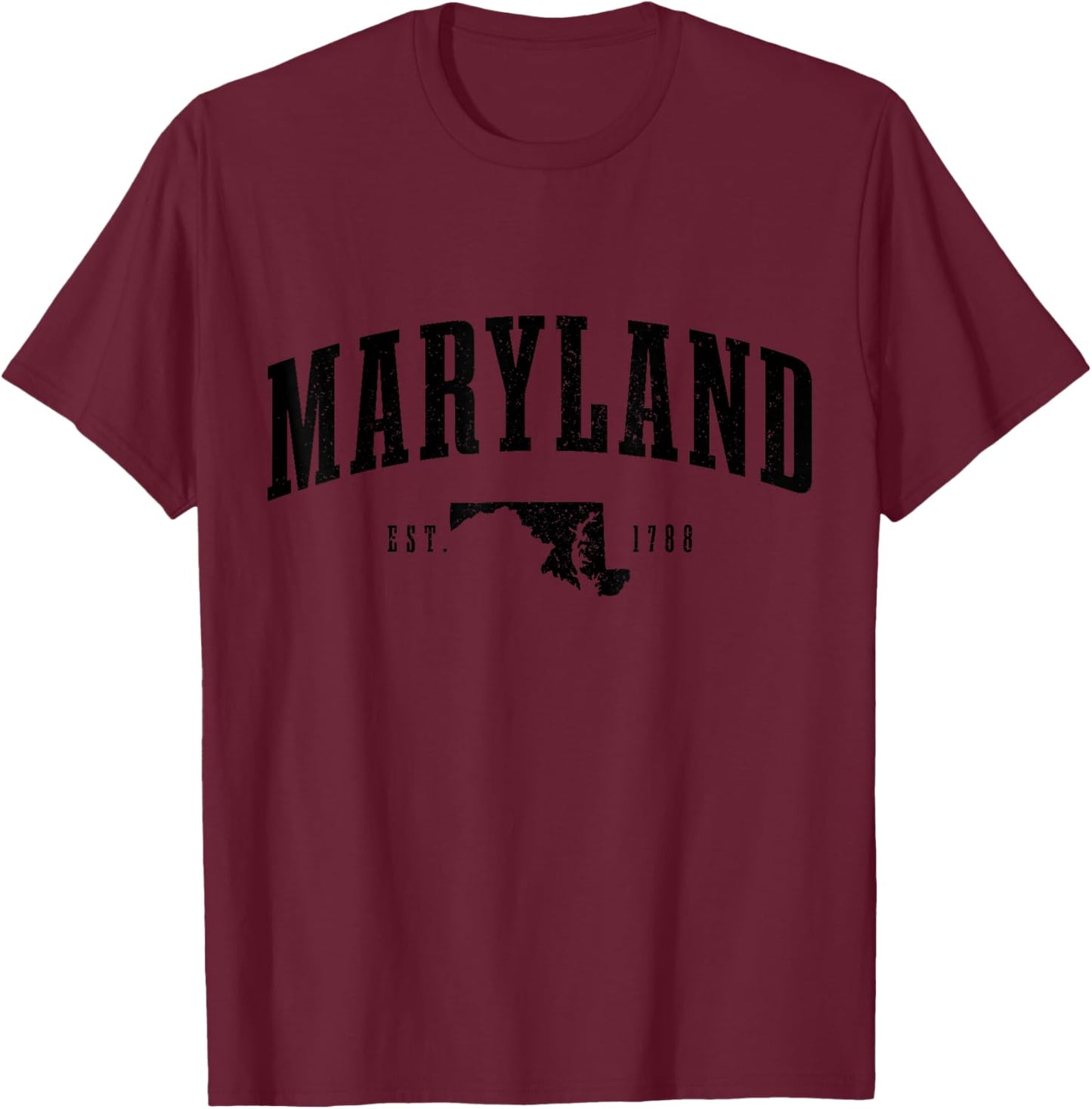Maryland Vintage Pride State Map T-Shirt - T-Shirt | Maroon
