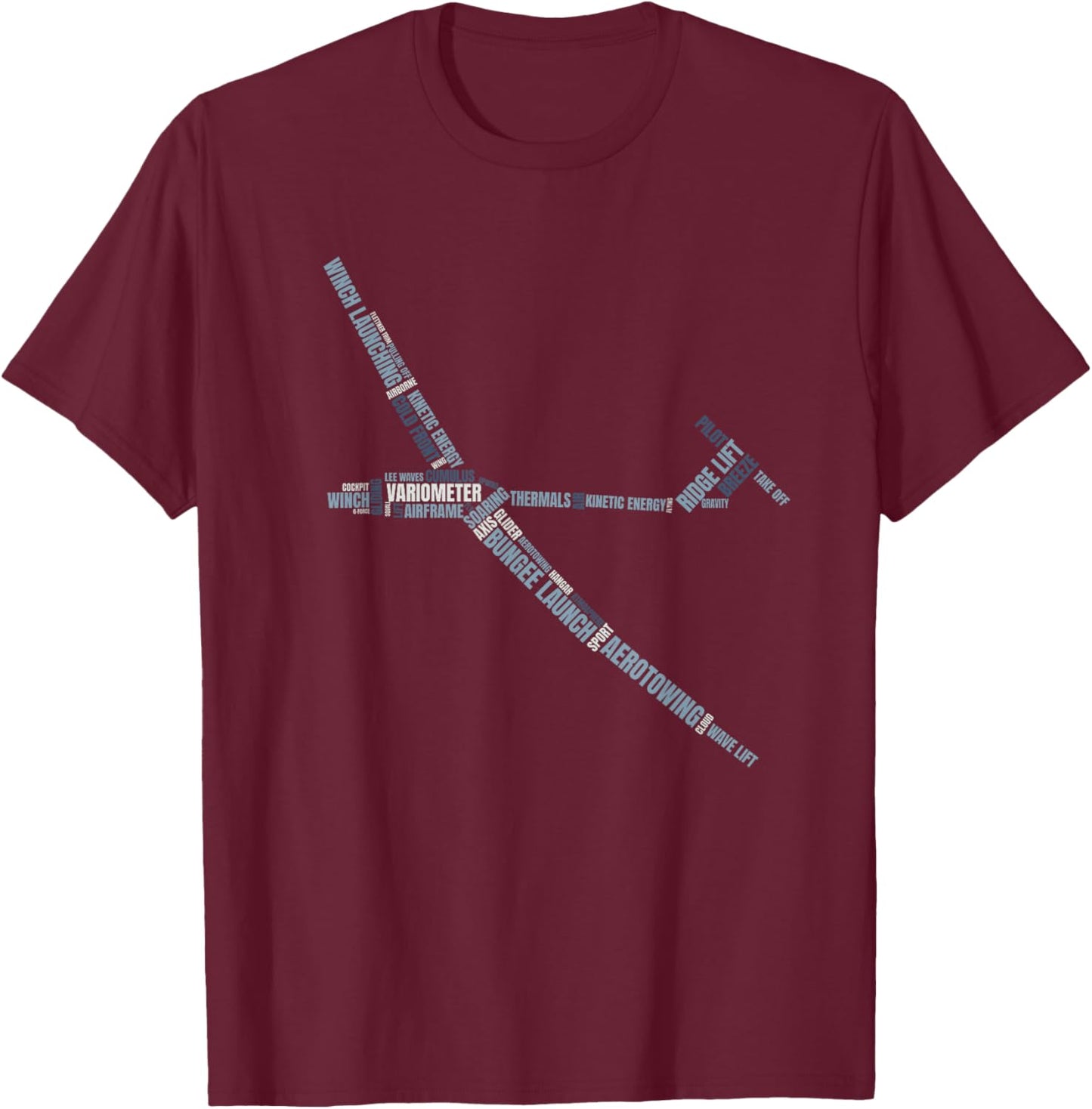 Glider Soaring Technical Terms Gift Pilot Aviator T-Shirt - T-Shirt | Maroon
