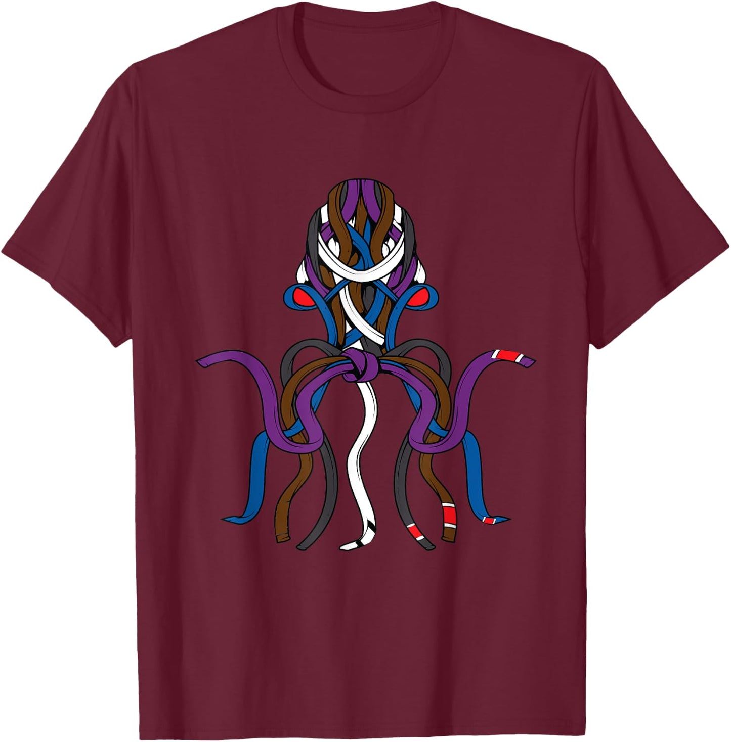 Cool Unique Jiu Jitsu Octopus Belts Brazil JiuJitsu Gift T-Shirt - T-Shirt | Maroon