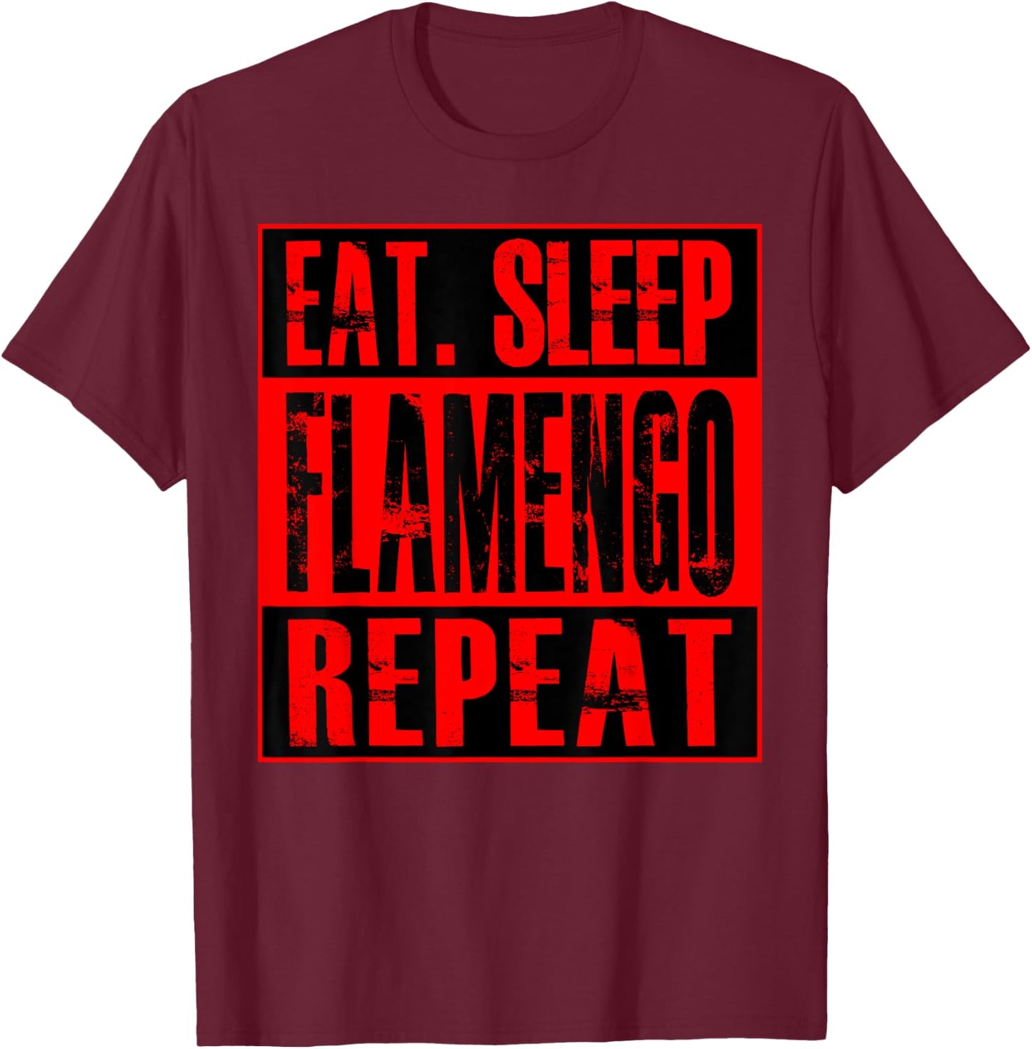 Flamengo Soccer - Camisa Eat Sleep Flamengo Repeat T-Shirt - T-Shirt | Maroon