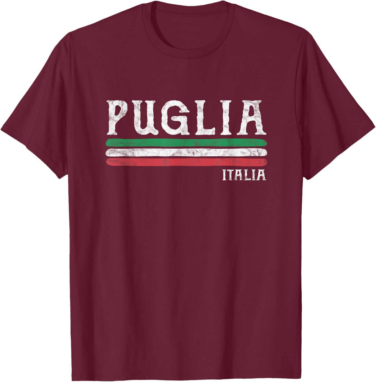 Puglia Italy Italian Flag Souvenirs Gift T-Shirt - T-Shirt | Maroon