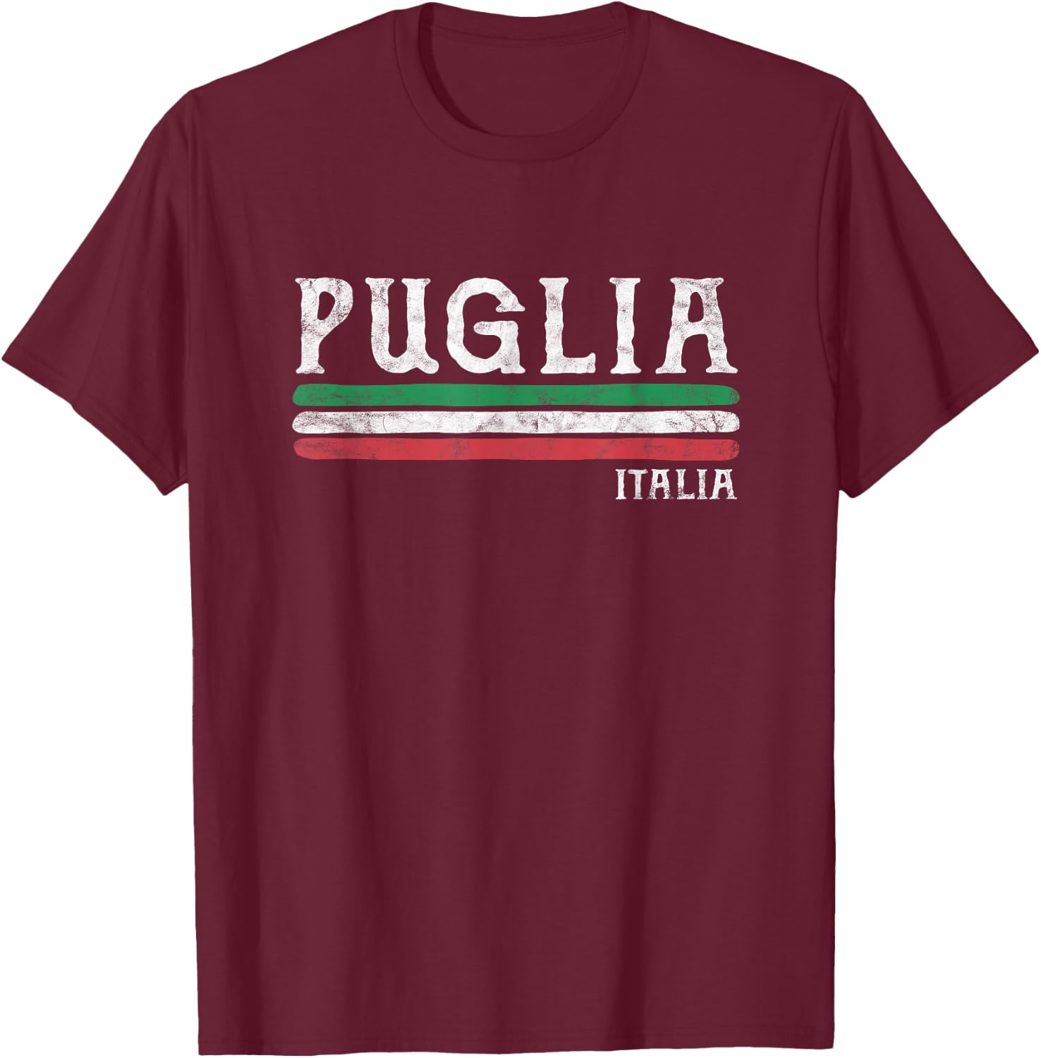 Puglia Italy Italian Flag Souvenirs Gift T-Shirt - T-Shirt | Maroon