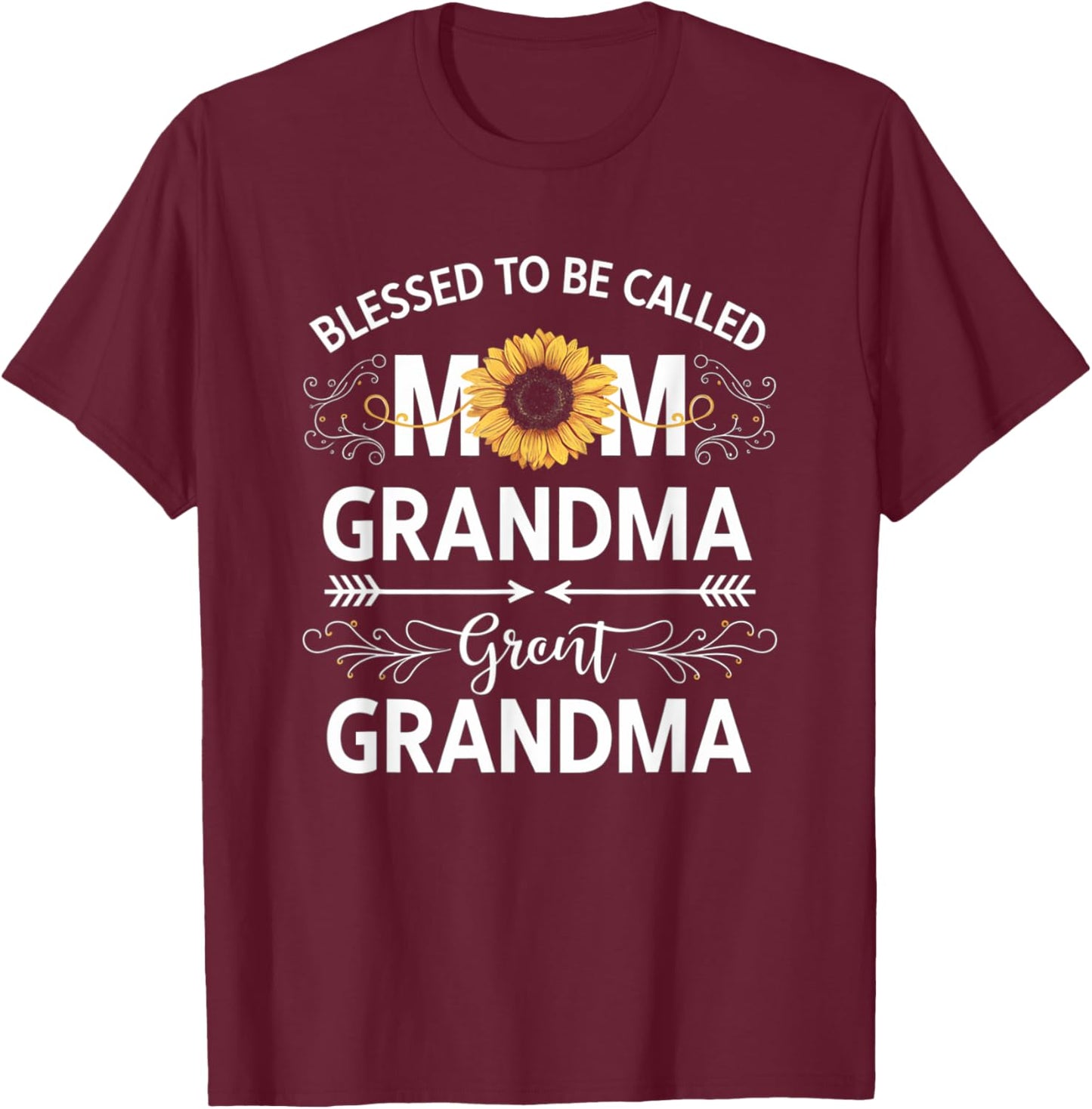 Mother's Day Blessed To Be Called Mom Grandma Great Grandma T-Shirt - T-Shirt | Maroon
