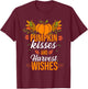 Fun Pumpkin Kisses and Harvest Wishes Fall Lovers pumpkin T-Shirt - T-Shirt | Maroon