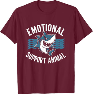 Emotional-Support Animal Funny Scary Shark Pun Humor Shark T-Shirt - T-Shirt | Maroon