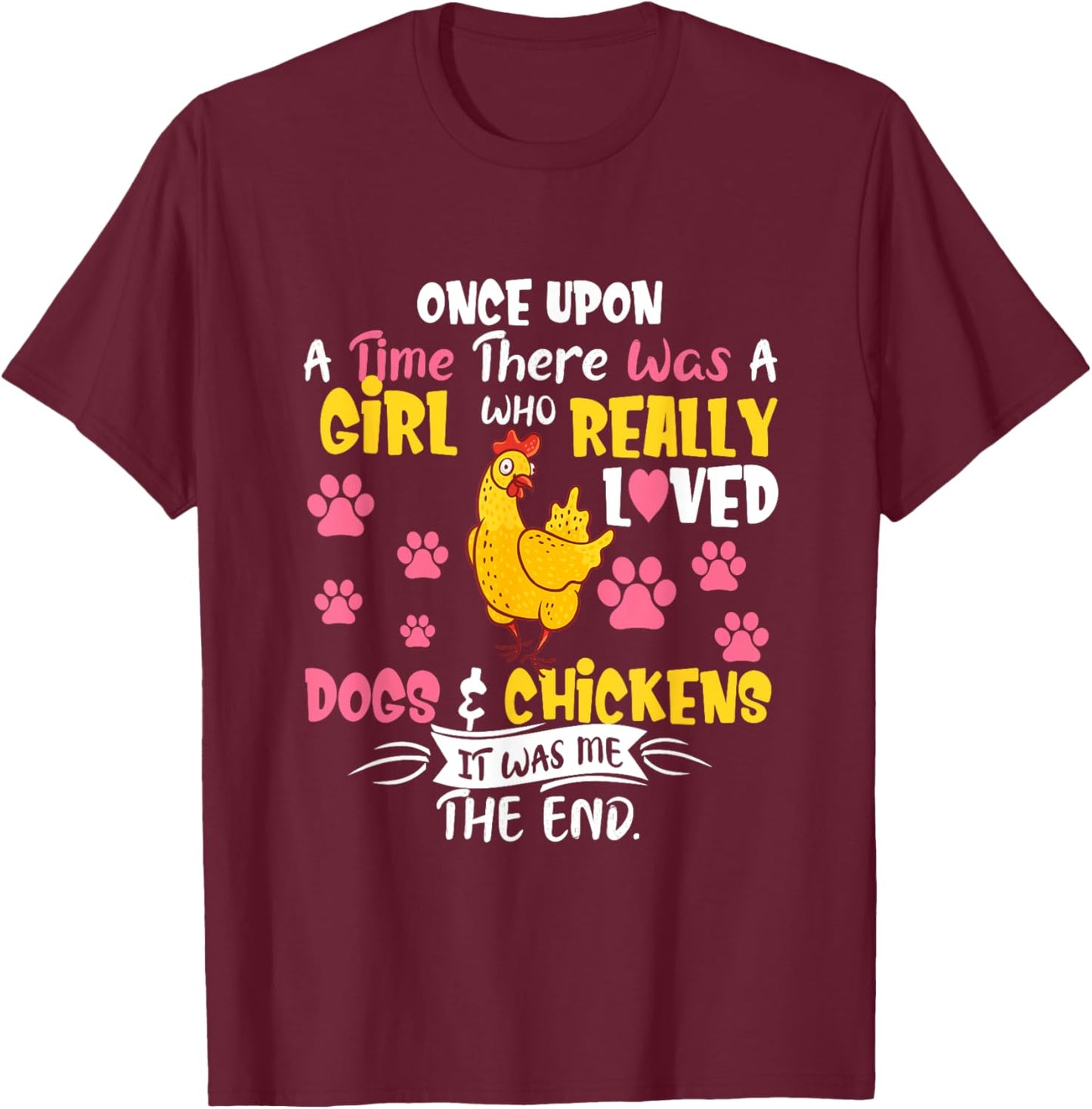 Funny Chicken Dog Lover Girls Farmer T-Shirt - T-Shirt | Maroon