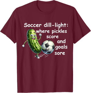 Funny dill pickle playing soccer T-Shirt - T-Shirt | Maroon