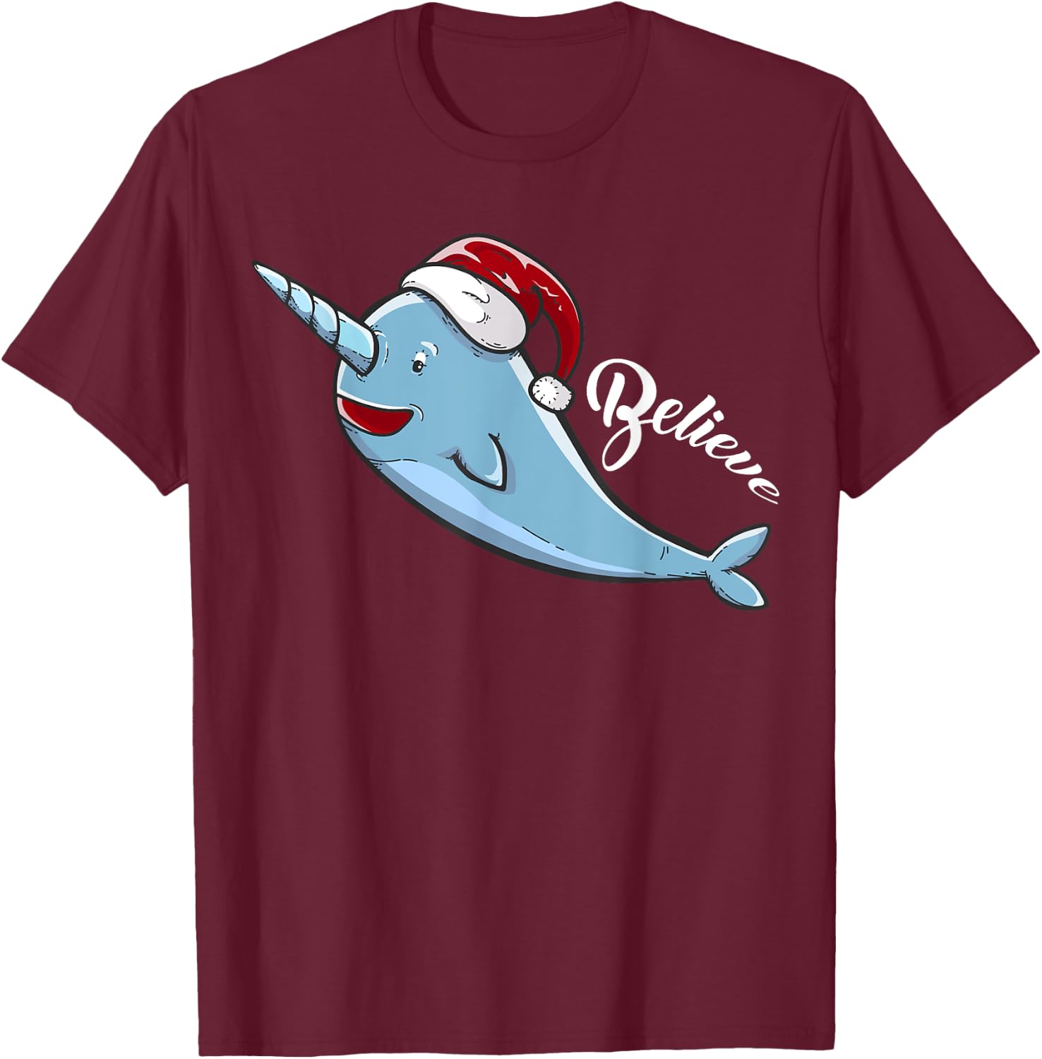 Narwhal | Unicorn of the Sea | Xmas PJ Gift T-Shirt - T-Shirt | Maroon
