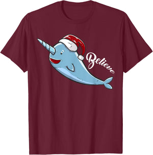 Narwhal | Unicorn of the Sea | Xmas PJ Gift T-Shirt - T-Shirt | Maroon
