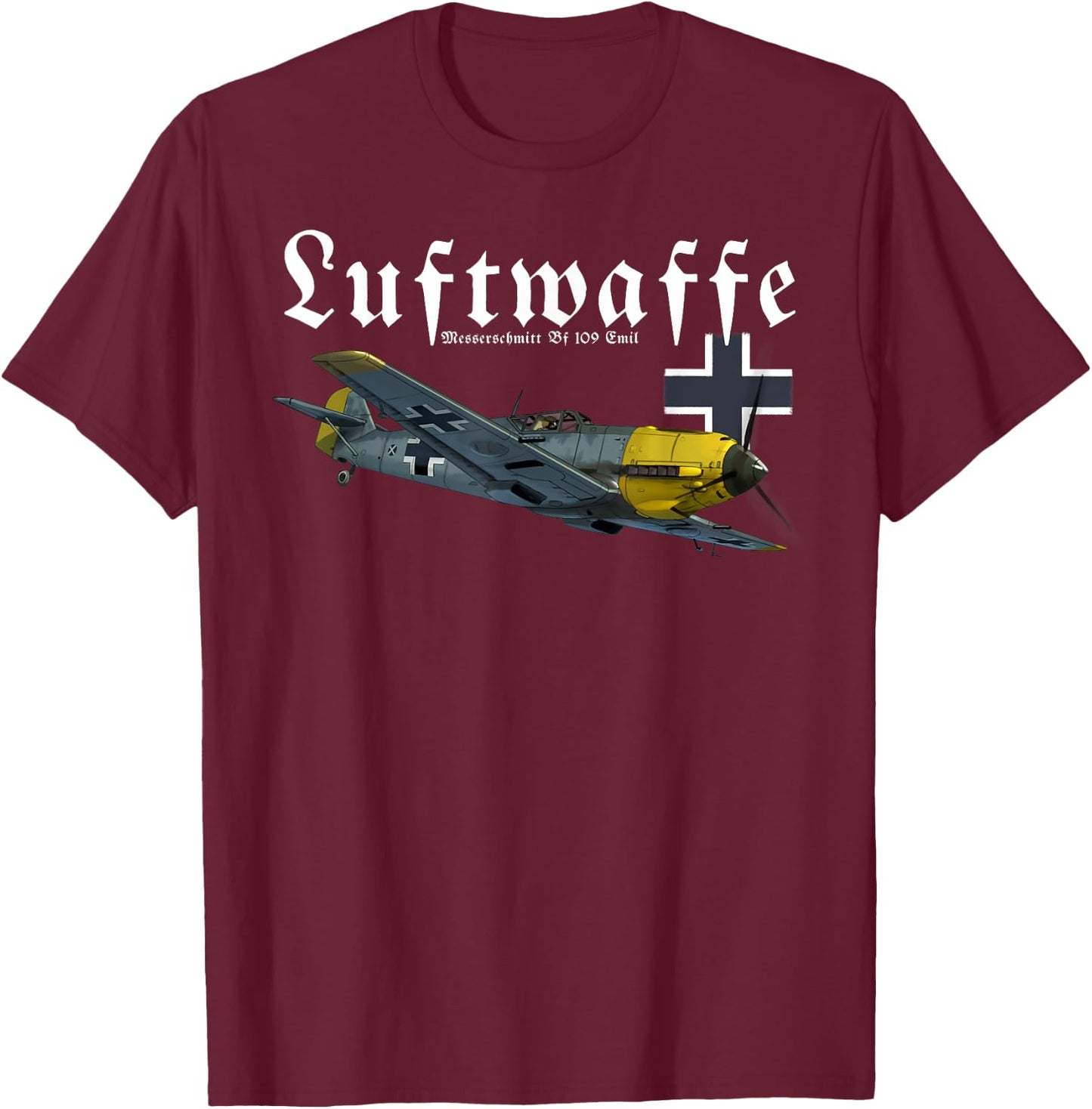 German Warbird I Messerschmitt BF-109 I WW2 Airplanes T-Shirt - T-Shirt | Maroon