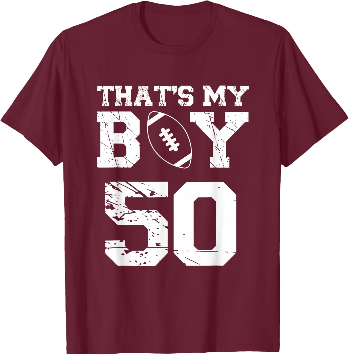 Das ist mein Junge Football Number 50 T-Shirt - T-Shirt | Maroon